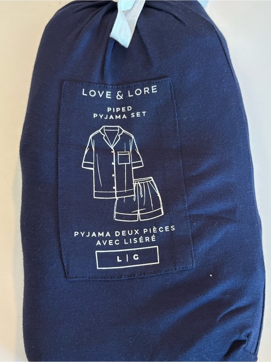 Love & Lore Other - Love & Lore Navy Piped Pajama Set